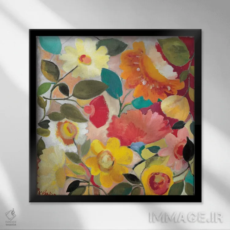 تابلو دکوراتیو باغ سرسبز اثر کیم پارکر - نمای قابدار مشکی