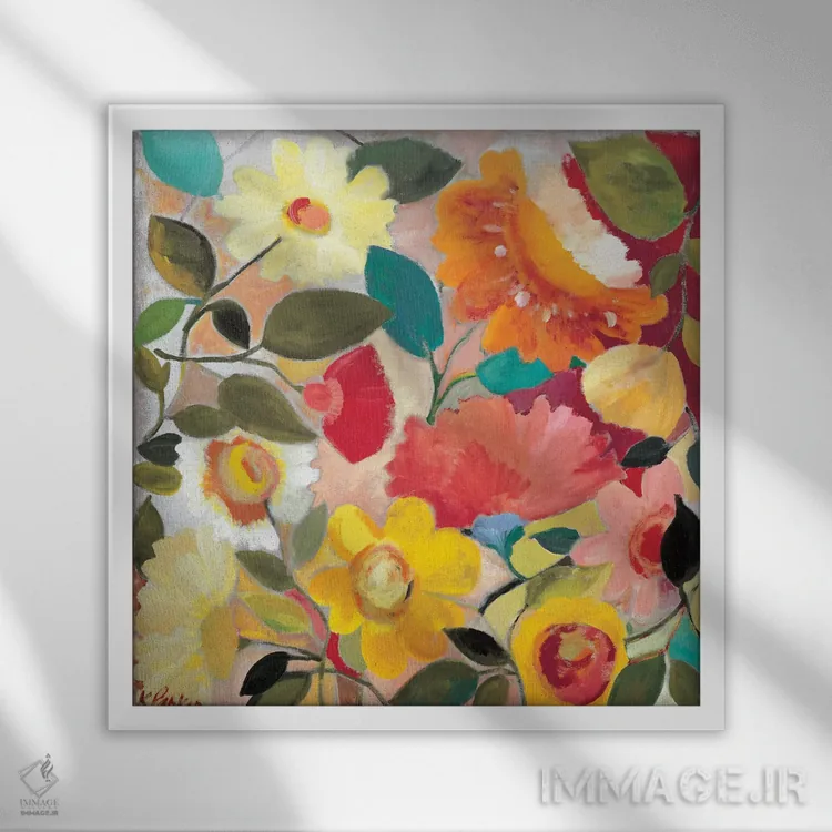 تابلو دکوراتیو باغ سرسبز اثر کیم پارکر - نمای قابدار سفید