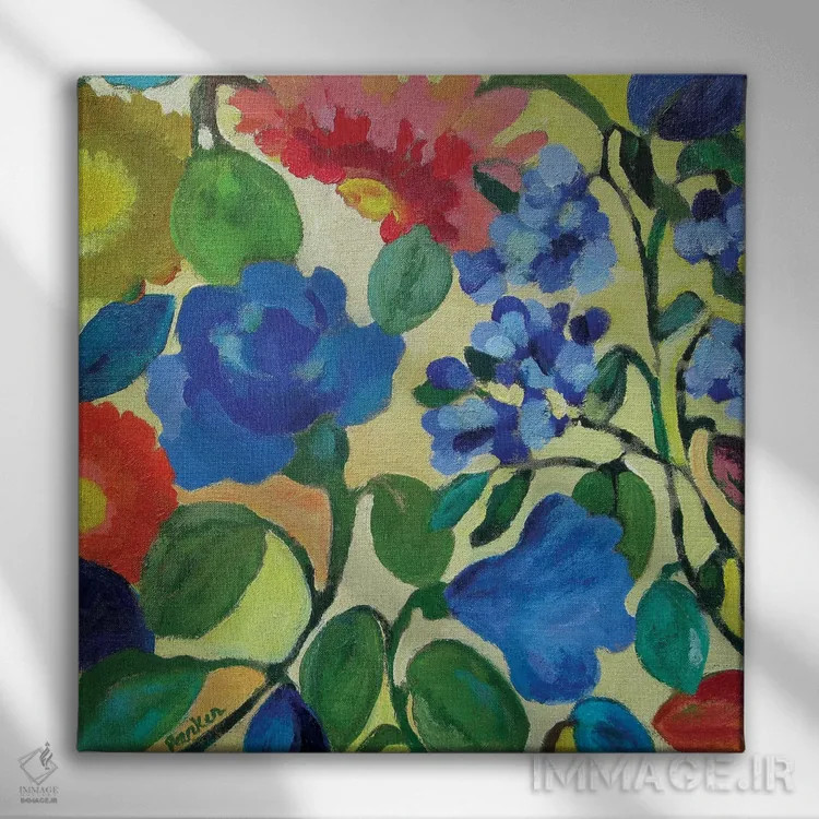 تابلو دکوراتیو هورتانسیاها اثر کیم پارکر - نمای روبهرو روی دیوار