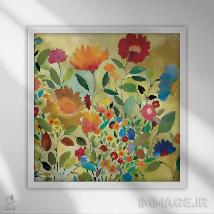 تابلو دکوراتیو چمنزار تابستانی اثر کیم پارکر - نمای قابدار سفید