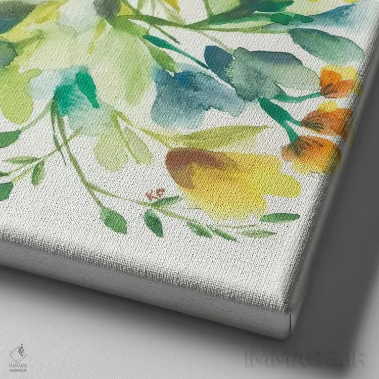 تابلو دکوراتیو دسته گل زمستانی اثر کیم پارکر - نمای نزدیک بافت بوم