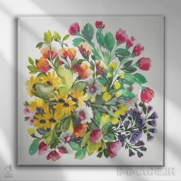 تابلو دکوراتیو گل های وحشی اثر کیم پارکر - نمای روبهرو روی دیوار