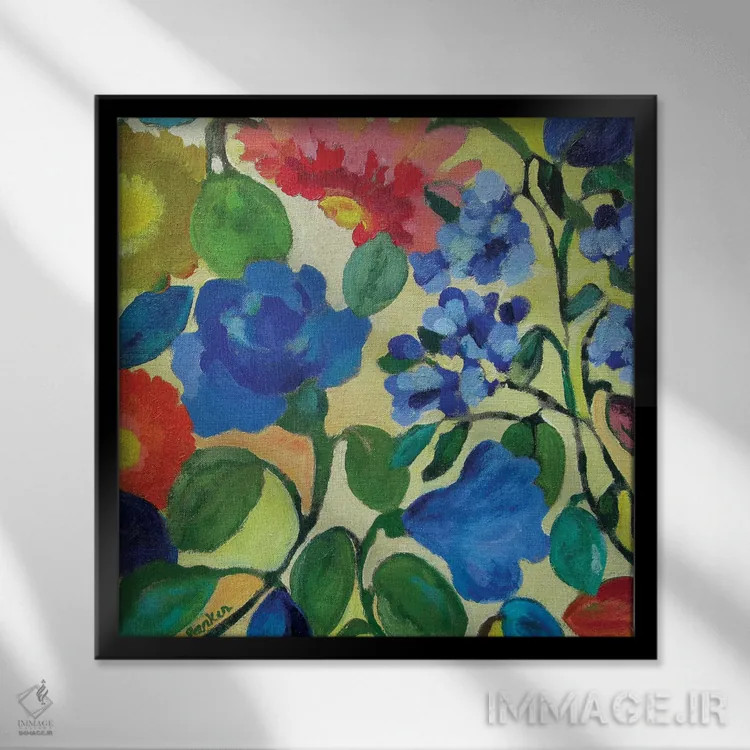 تابلو دکوراتیو هورتانسیاها اثر کیم پارکر - نمای قابدار مشکی