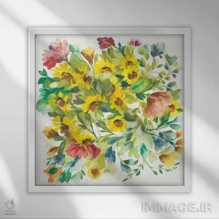 تابلو دکوراتیو دسته گل زمستانی اثر کیم پارکر - نمای قابدار سفید