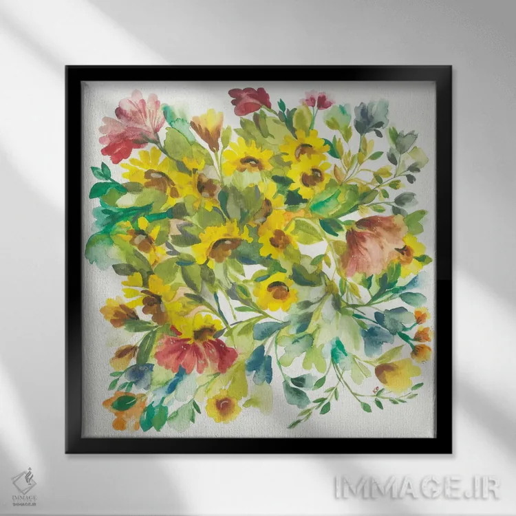 تابلو دکوراتیو دسته گل زمستانی اثر کیم پارکر - نمای قابدار مشکی