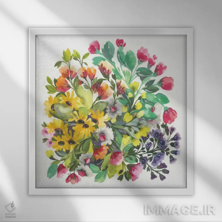 تابلو دکوراتیو گل های وحشی اثر کیم پارکر - نمای قابدار سفید