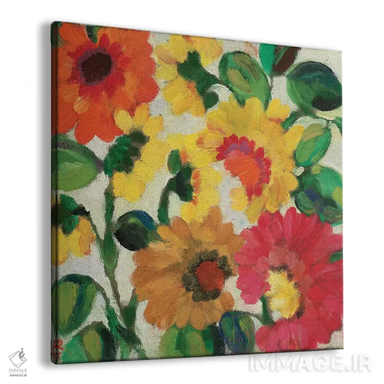 تابلو دکوراتیو زینیاهای زرد اثر کیم پارکر - نمای پرسپکتیو محصول