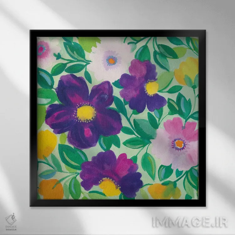 تابلو دکوراتیو پیچک صبحگاهی ۲ اثر کیم پارکر - نمای قابدار مشکی