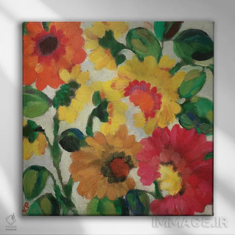 تابلو دکوراتیو زینیاهای زرد اثر کیم پارکر - نمای روبهرو روی دیوار