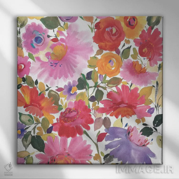 تابلو دکوراتیو دسته گل باغ اثر کیم پارکر - نمای روبهرو روی دیوار