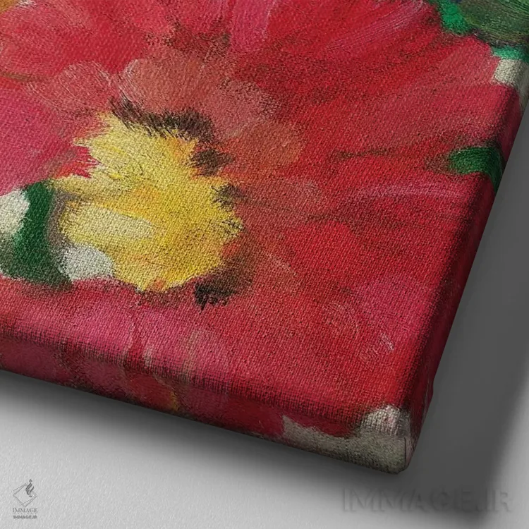 تابلو دکوراتیو زینیاهای زرد اثر کیم پارکر - نمای نزدیک بافت بوم