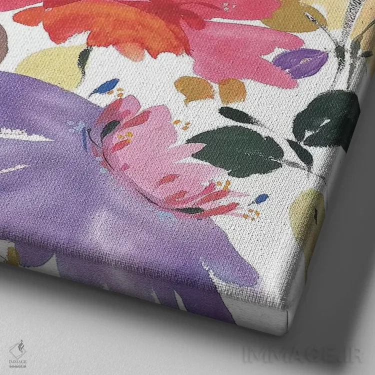 تابلو دکوراتیو دسته گل باغ اثر کیم پارکر - نمای نزدیک بافت بوم