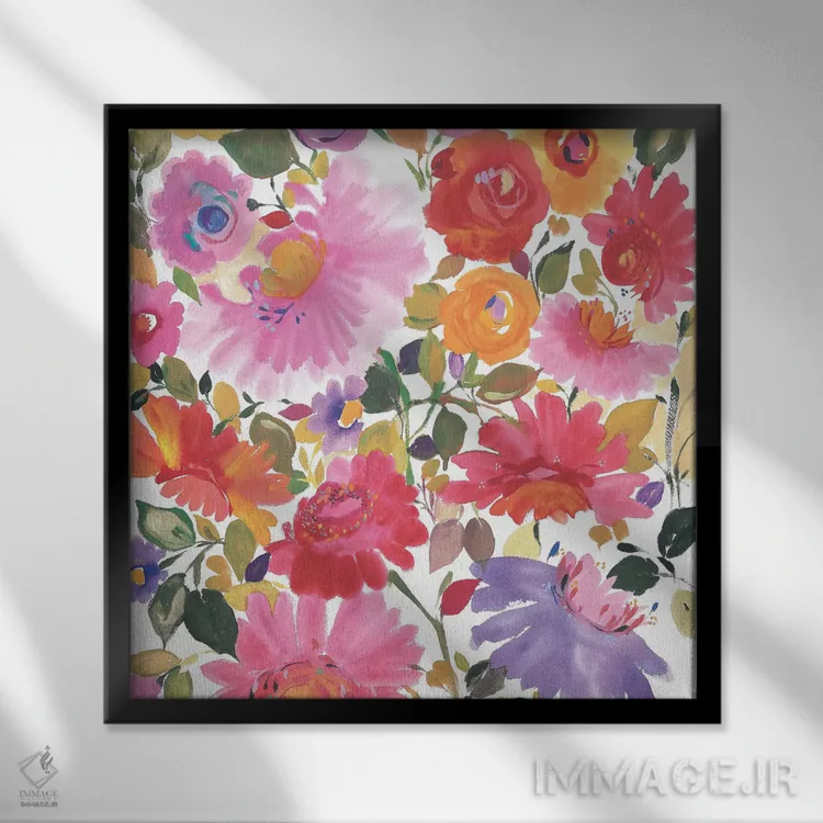 تابلو دکوراتیو دسته گل باغ اثر کیم پارکر - نمای قابدار مشکی