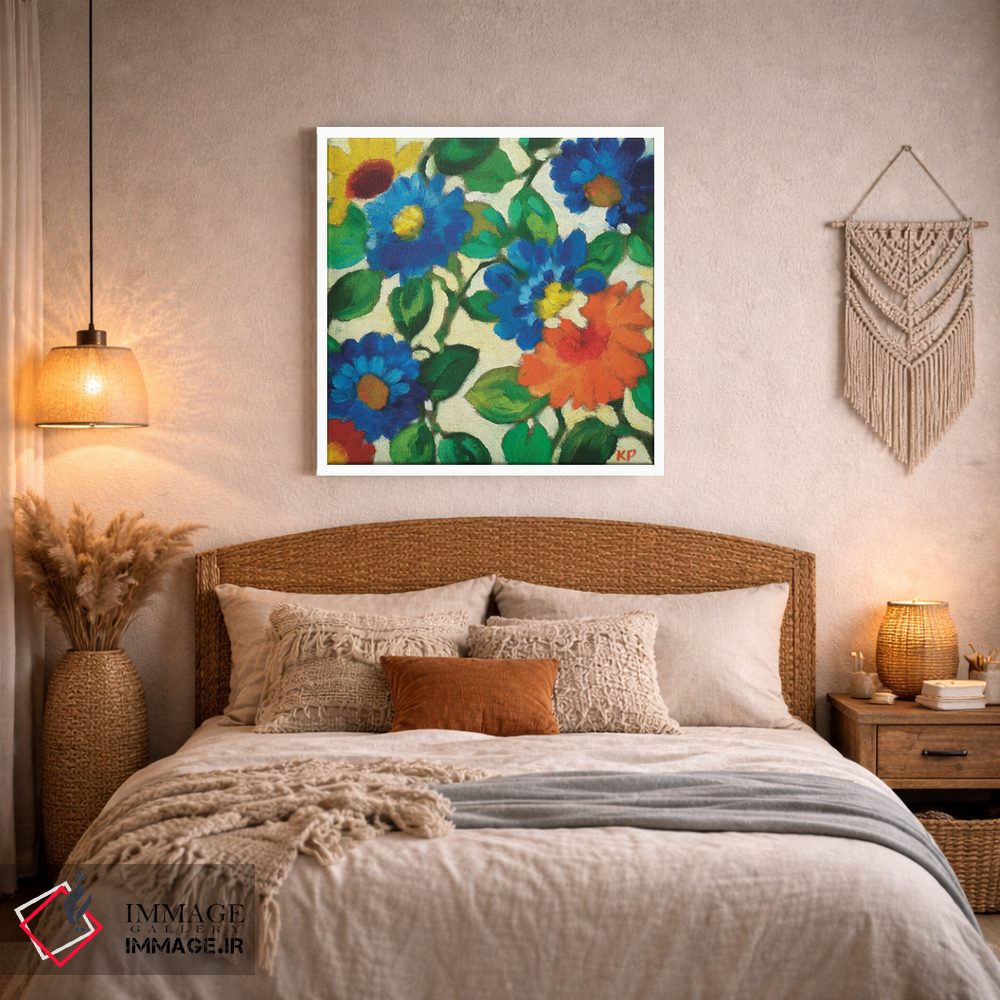 تابلو دکوراتیو زینیاهای آبی اثر کیم پارکر - D3W