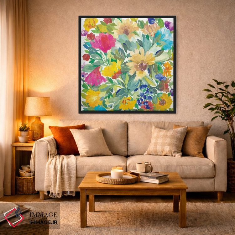 تابلو دکوراتیو جزئیات دسته گل چمنزار اثر کیم پارکر - D3B