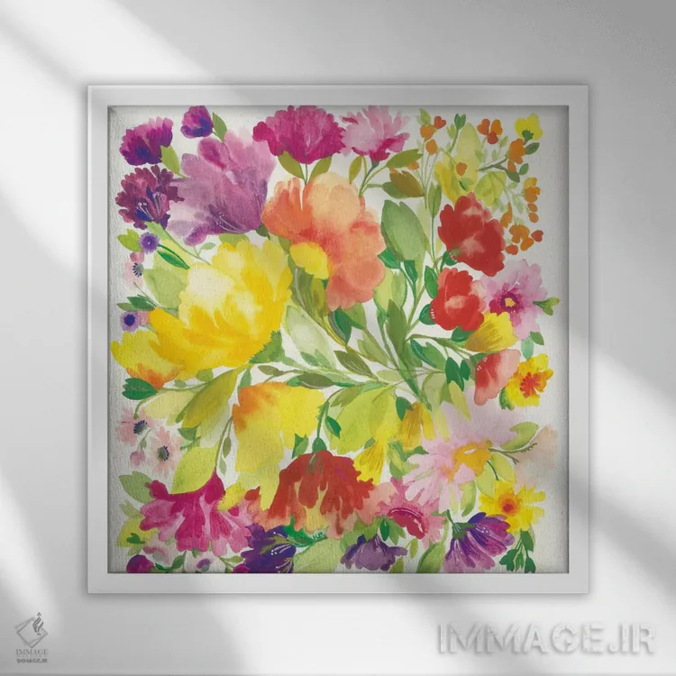 تابلو دکوراتیو لاله های بهاری اثر کیم پارکر - نمای قابدار سفید