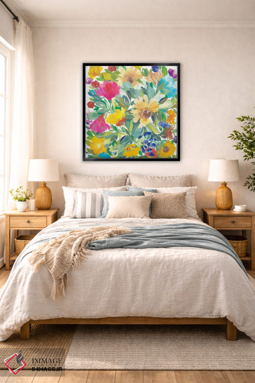 تابلو دکوراتیو جزئیات دسته گل چمنزار اثر کیم پارکر - D6B