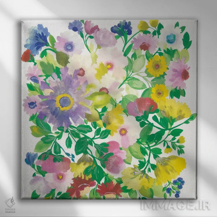 تابلو دکوراتیو دسته گل درخت گل یخ ۱ اثر کیم پارکر - نمای روبهرو روی دیوار