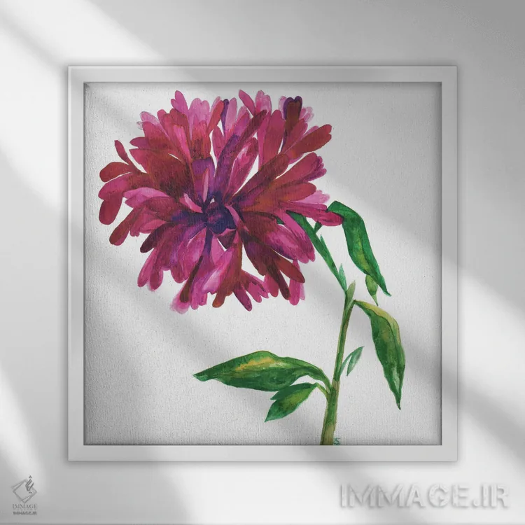 تابلو دکوراتیو مگنولیای ارغوانی اثر کیم پارکر - نمای قابدار سفید