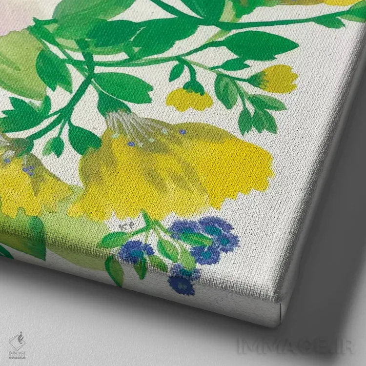 تابلو دکوراتیو دسته گل درخت گل یخ ۱ اثر کیم پارکر - نمای نزدیک بافت بوم