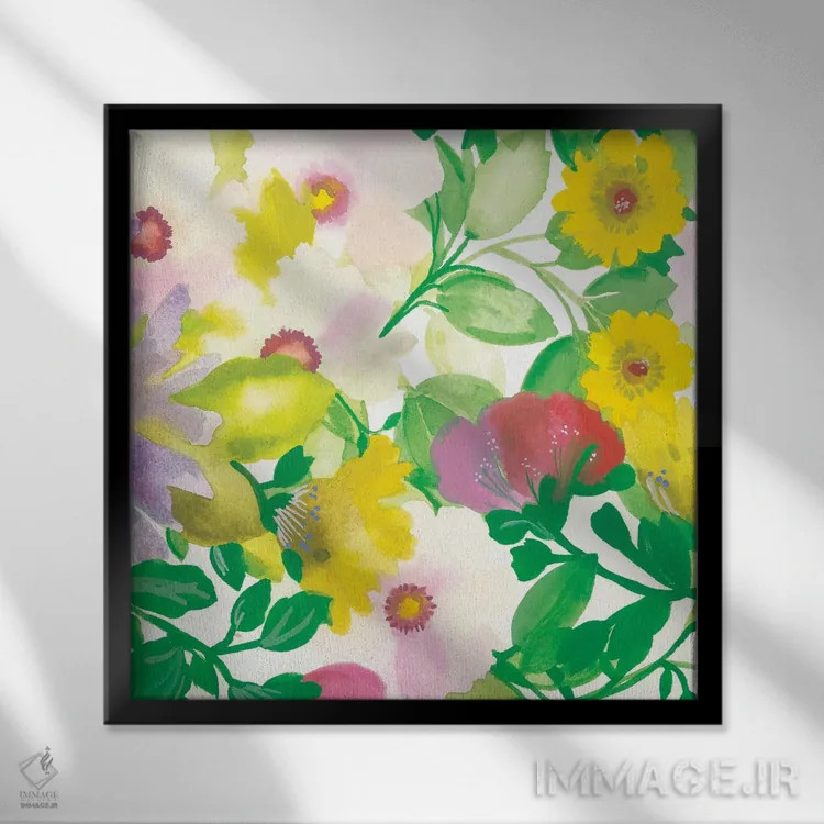 تابلو دکوراتیو دسته گل درخت گل یخ ۳ اثر کیم پارکر - نمای قابدار مشکی