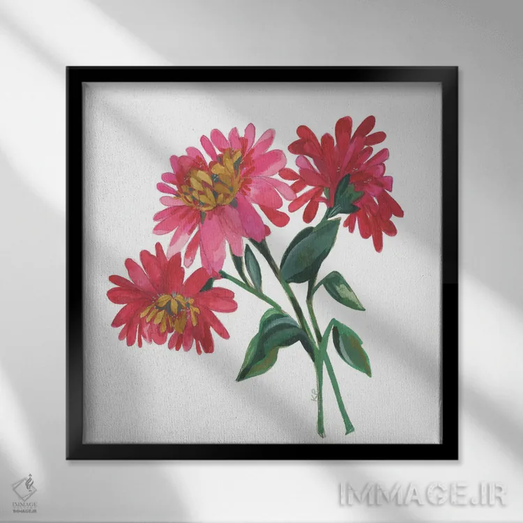 تابلو دکوراتیو سه زینیا اثر کیم پارکر - نمای قابدار مشکی