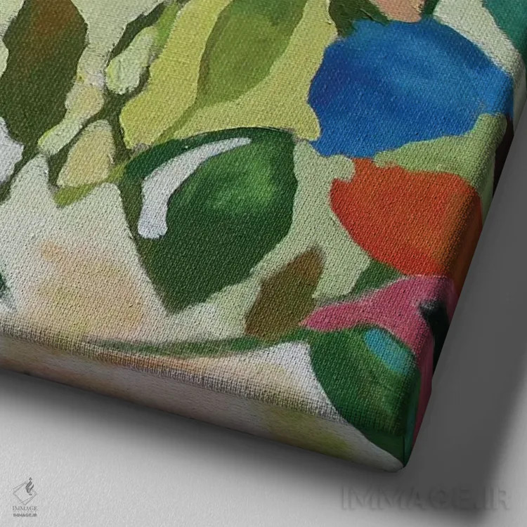 تابلو دکوراتیو لاله های آبی اثر کیم پارکر - نمای نزدیک بافت بوم