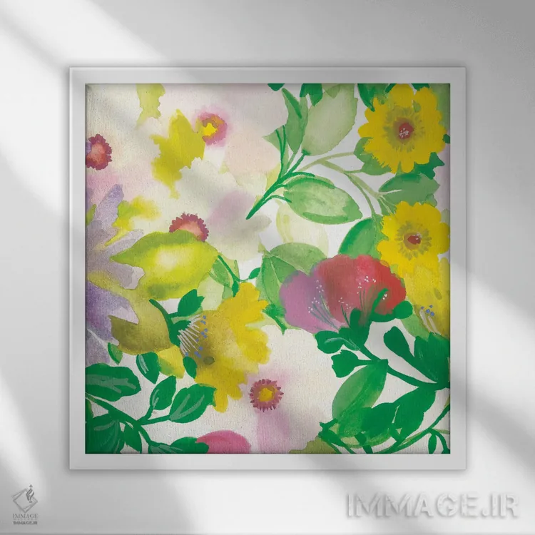 تابلو دکوراتیو دسته گل درخت گل یخ ۳ اثر کیم پارکر - نمای قابدار سفید