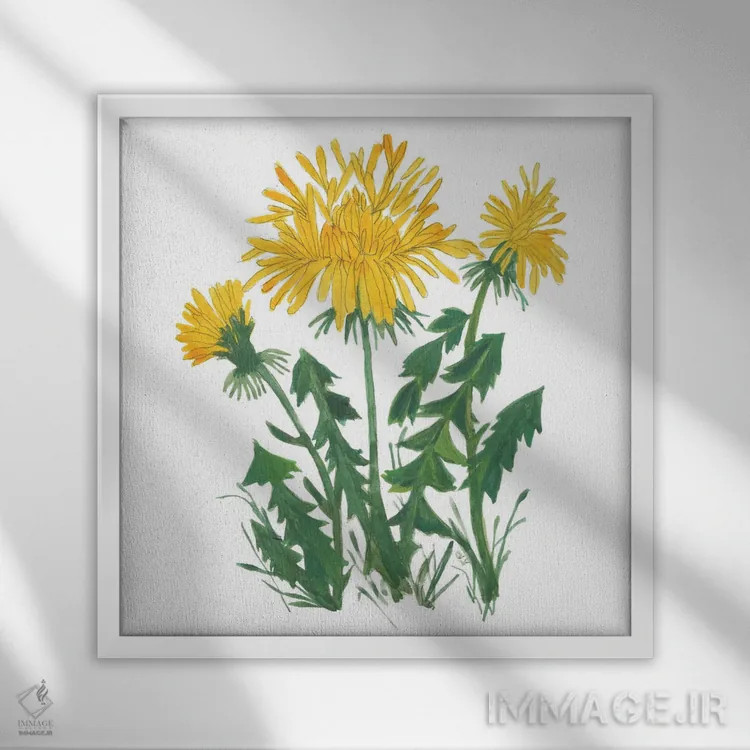 تابلو مدرن سه قاصدک اثر کیم پارکر - نمای قابدار سفید