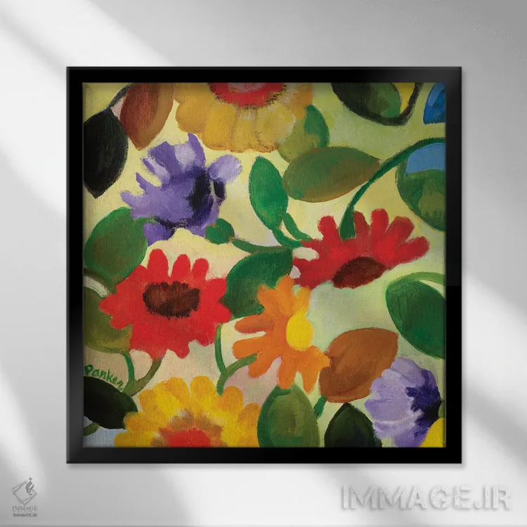 تابلو دکوراتیو مروارید ژربر ۲ اثر کیم پارکر - نمای قابدار مشکی