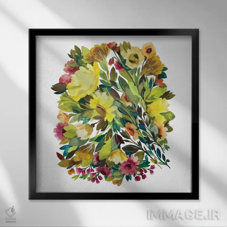 تابلو دکوراتیو دسته گل فرورباور اثر کیم پارکر - نمای قابدار مشکی