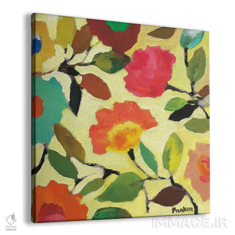 تابلو دکوراتیو کاشی گل دار ۴ اثر کیم پارکر - نمای پرسپکتیو محصول