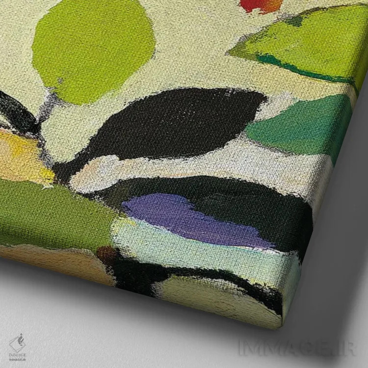 تابلو دکوراتیو کاشی گل دار ۱ اثر کیم پارکر - نمای نزدیک بافت بوم