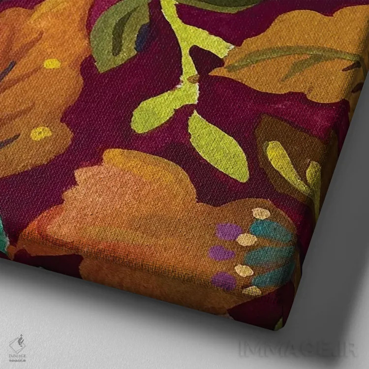 تابلو دکوراتیو چمنزار زینیا اثر کیم پارکر - نمای نزدیک بافت بوم