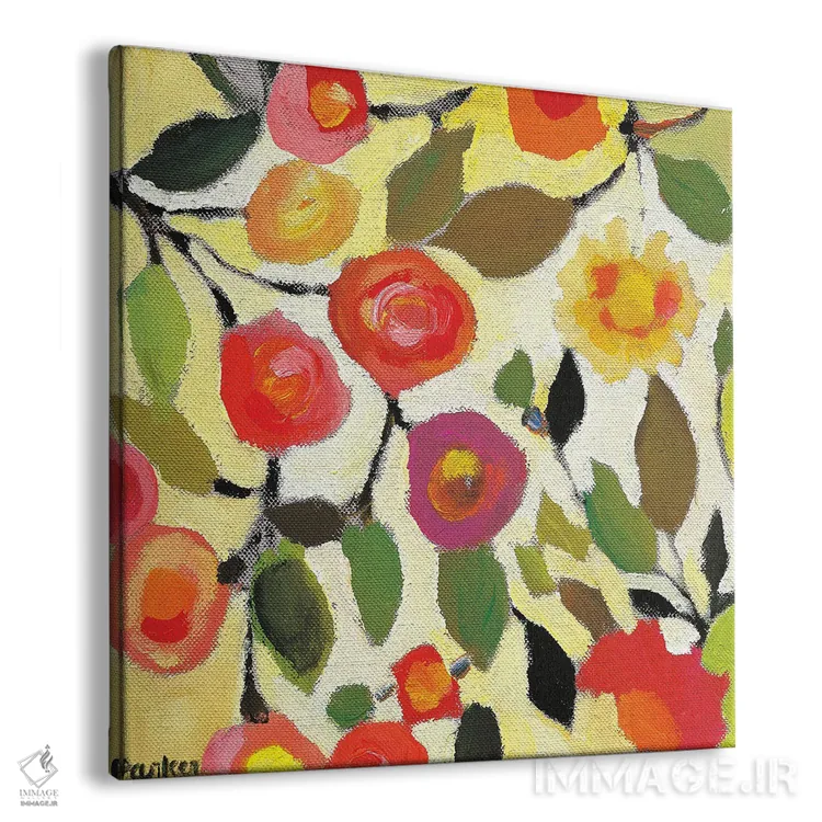تابلو دکوراتیو کاشی گل دار ۲ اثر کیم پارکر - نمای پرسپکتیو محصول