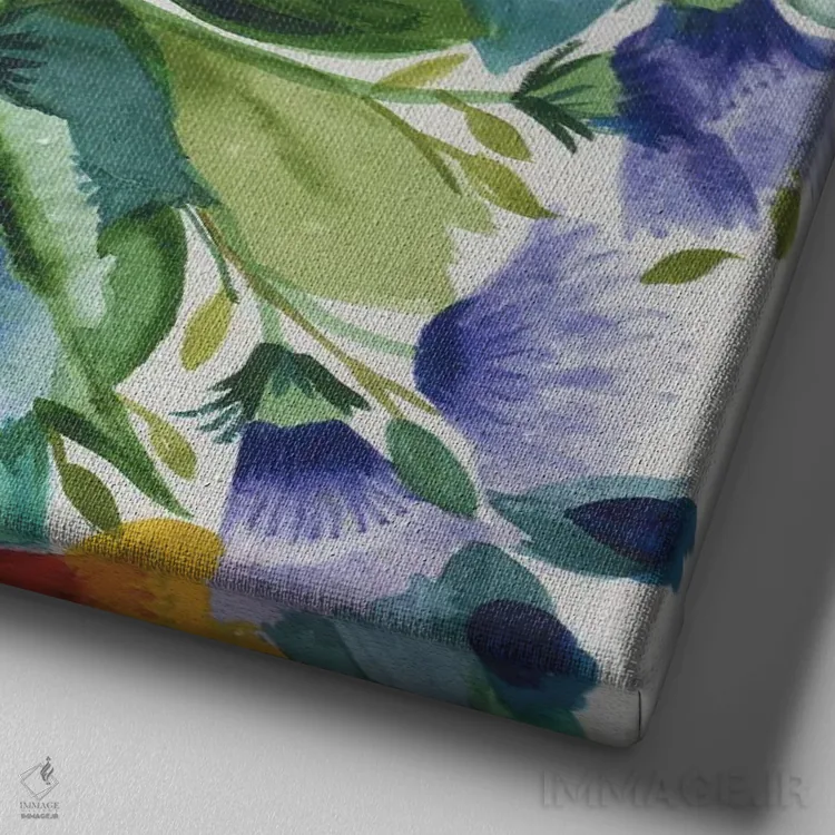 تابلو مدرن شقایق های آبی اثر کیم پارکر - نمای نزدیک بافت بوم