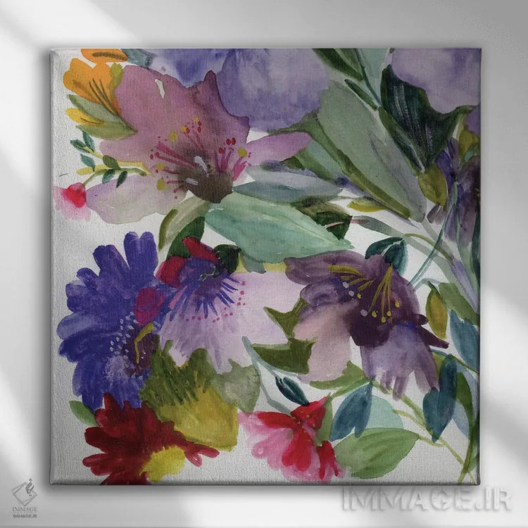 تابلو مدرن کلماتیس بنفش II اثر کیم پارکر - نمای روبهرو روی دیوار