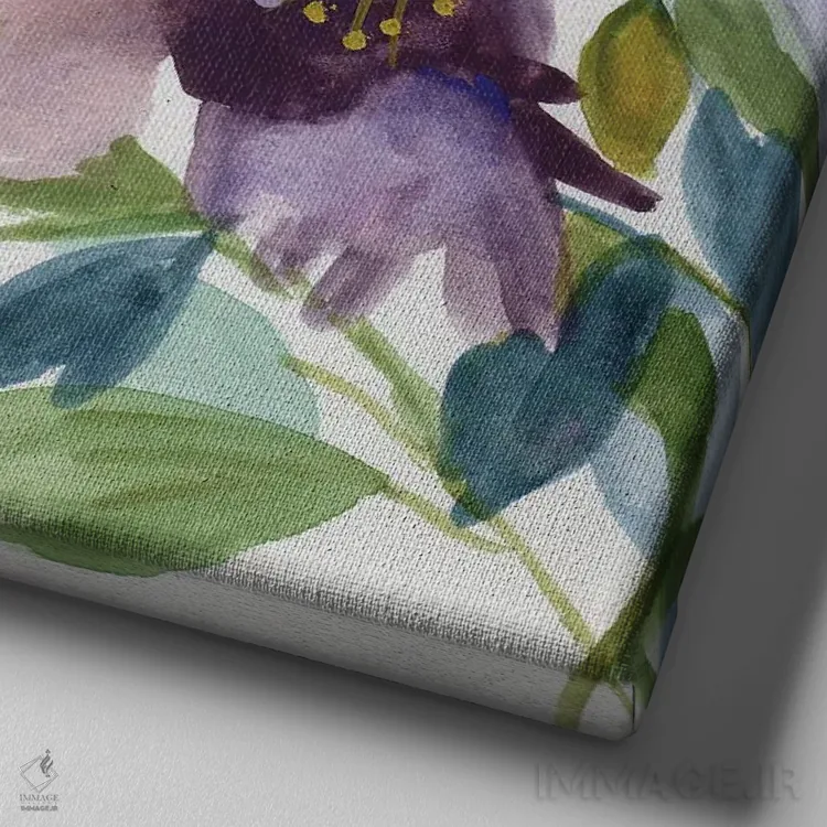 تابلو مدرن کلماتیس بنفش II اثر کیم پارکر - نمای نزدیک بافت بوم