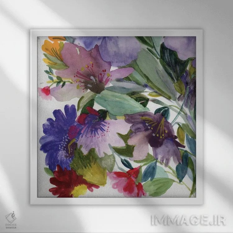 تابلو مدرن کلماتیس بنفش II اثر کیم پارکر - نمای قابدار سفید