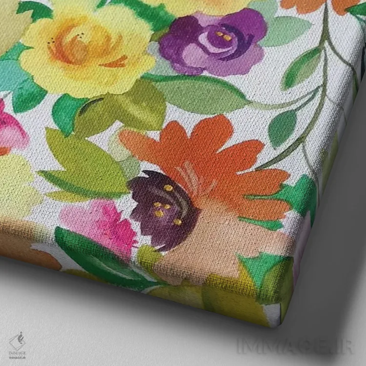 تابلو دکوراتیو زینیاهای فیروزه ای اثر کیم پارکر - نمای نزدیک بافت بوم