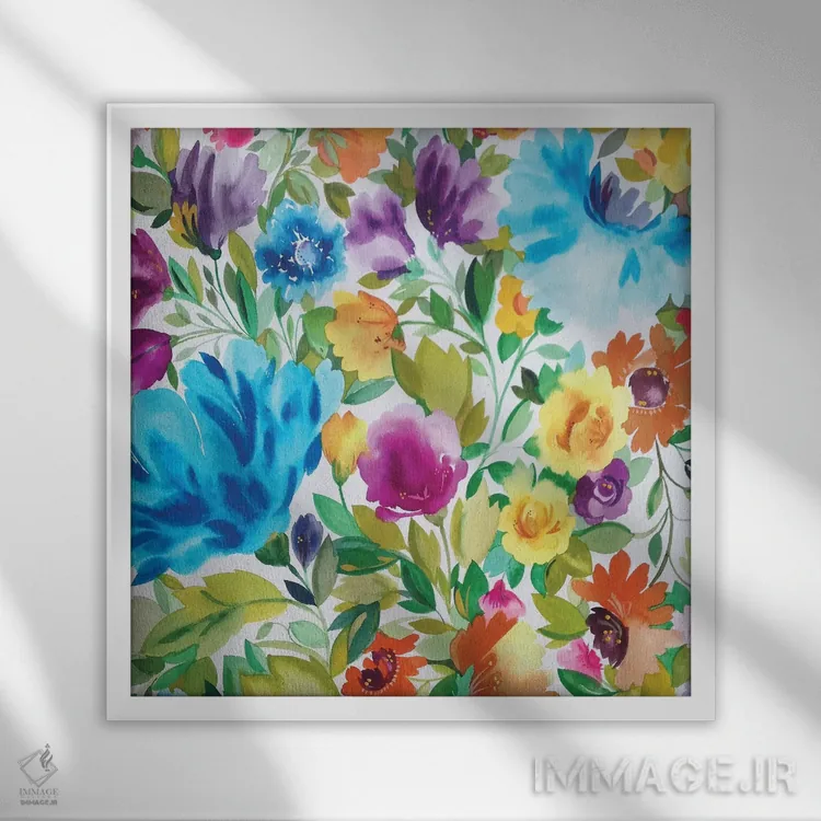 تابلو دکوراتیو زینیاهای فیروزه ای اثر کیم پارکر - نمای قابدار سفید