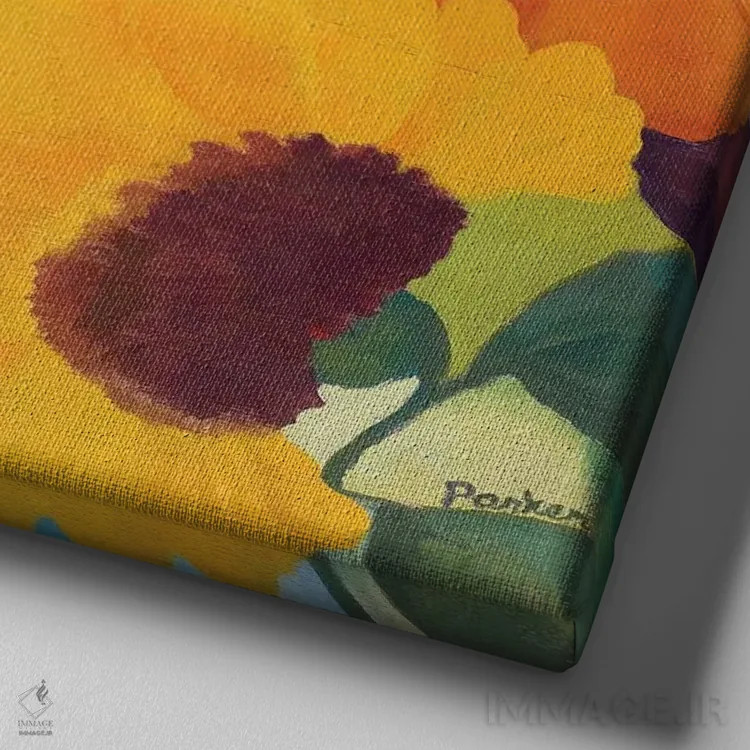 تابلو دکوراتیو گل های بازار I اثر کیم پارکر - نمای نزدیک بافت بوم