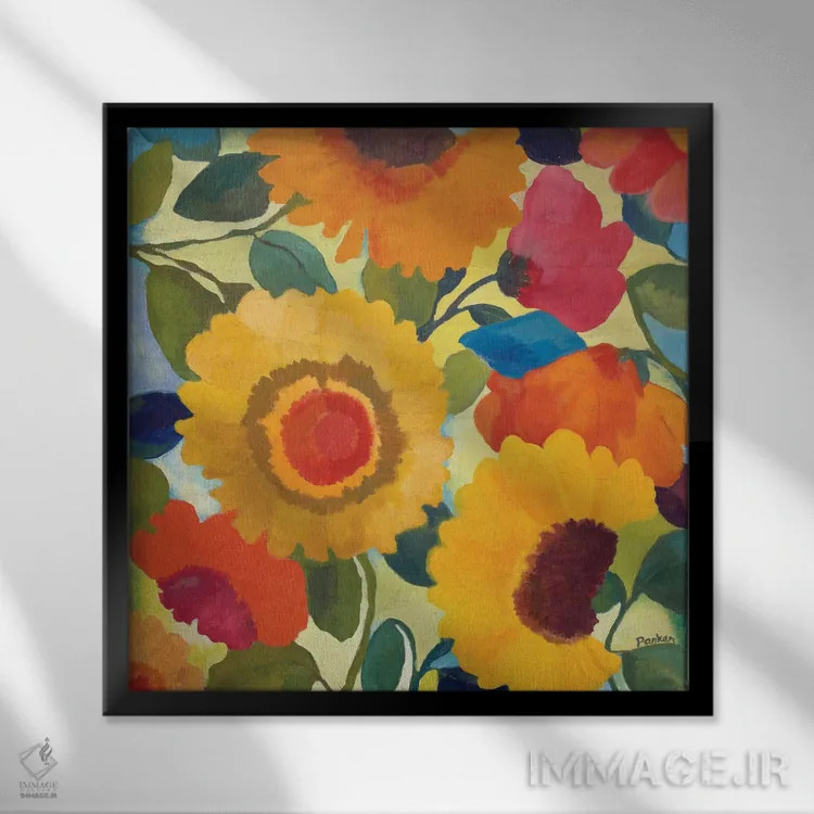 تابلو دکوراتیو گل های بازار I اثر کیم پارکر - نمای قابدار مشکی