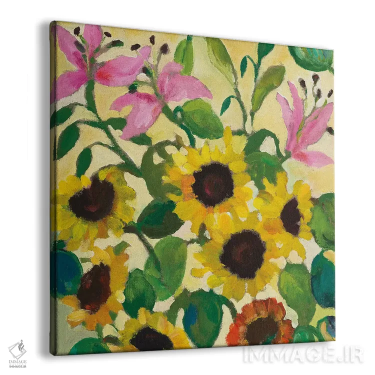 تابلو دکوراتیو آفتابگردان ها و سوسن ها اثر کیم پارکر - نمای پرسپکتیو محصول