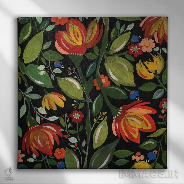 تابلو دکوراتیو گل های هائیتی اثر کیم پارکر - نمای روبهرو روی دیوار