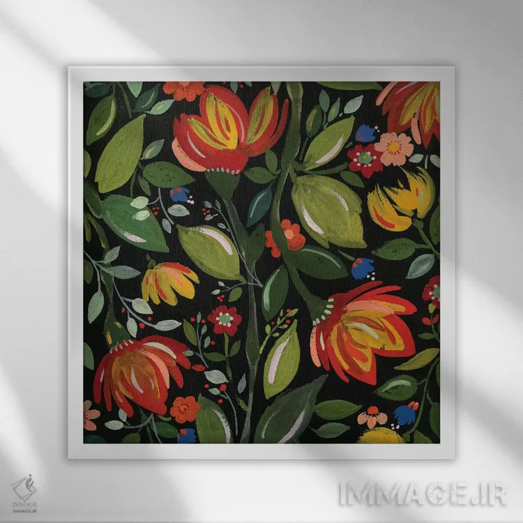 تابلو دکوراتیو گل های هائیتی اثر کیم پارکر - نمای قابدار سفید