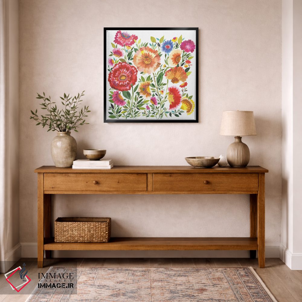 تابلو دکوراتیو پارچه باغ زینیا اثر کیم پارکر - D6B
