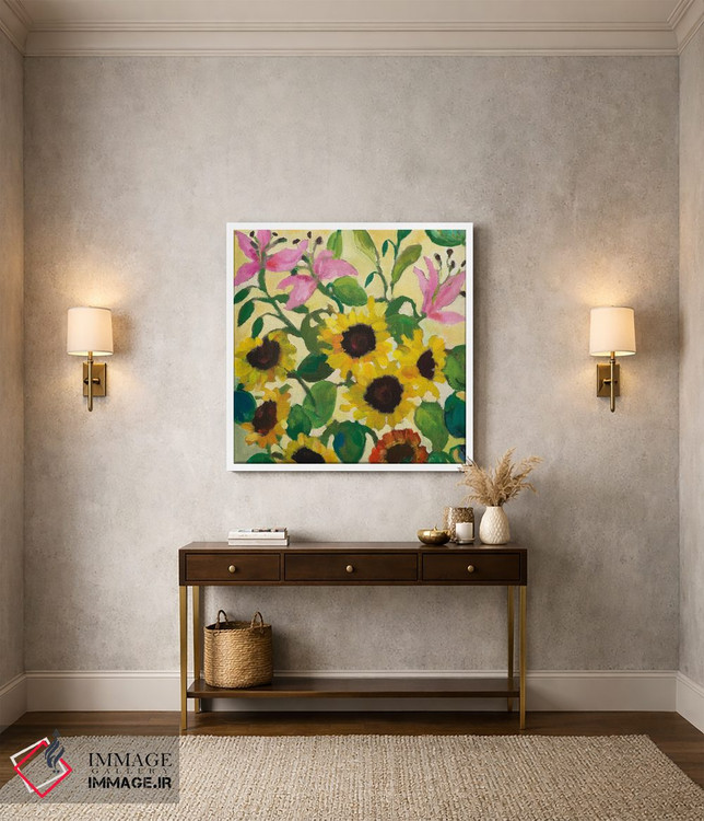 تابلو دکوراتیو آفتابگردان ها و سوسن ها اثر کیم پارکر - D2W