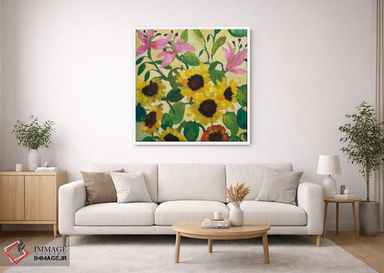 تابلو دکوراتیو آفتابگردان ها و سوسن ها اثر کیم پارکر - D1W