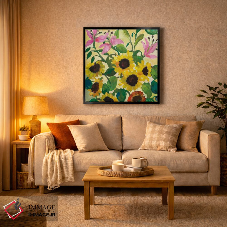 تابلو دکوراتیو آفتابگردان ها و سوسن ها اثر کیم پارکر - D3B